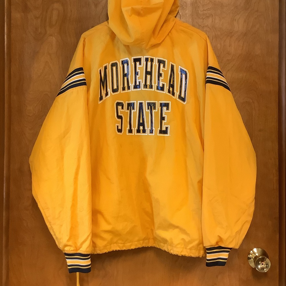 Vintage 90s Champion Morehead State Nylon Pullover Windbreaker Jacket w/ Hood